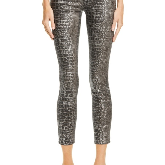 A0058 L'AGENCE MARGOT BROWN CROC FOILED SKINNY JEANS SIZE 28 NWOT - Picture 1 of 13